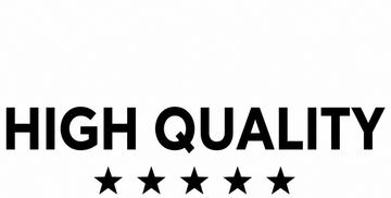Hiqh Quality word with 5 stars on white background