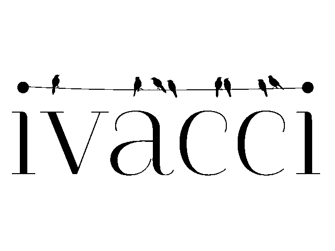 Logo of 'ivacci' with stylized birds on a white background
